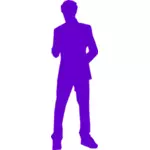 Man in suit purple silhouette vector clip art