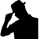 Silhouette vector image of Mman wearing hat