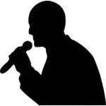 Pria bernyanyi vektor silhouette ilustrasi