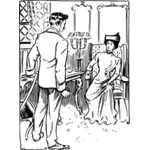 Vector de desen de bărbat şi femeie argumentând într-o cameră