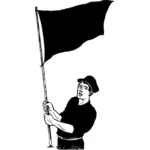 Man with black flag