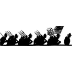 Vector image of marching soldiers group silhouette