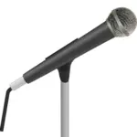 Оттенки серого микрофон на стенде векторной графики