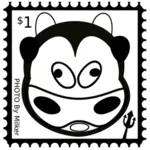 Dessin de tête de vache sur timbre-poste vectoriel