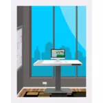 Working desk with city view vector image