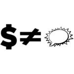 Znak dolara i mowy Bańka wektor
