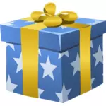 Imaginea vectorială albastru cadou înfăşurat cutie