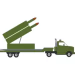 रॉकेट तोपखाने के साथ मिसाइल ट्रक वेक्टर ग्राफिक्स