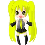 Vectorillustratie van blond haired anime karakter
