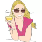 Mujer cata vino vector clip art