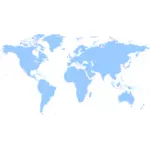Mavi siluet vektör çizim siyasi Dünya Haritası