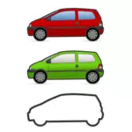 Punainen ja vihreä Renault Twingo vektori