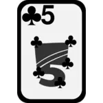 Five of Clubs funky playing card vector graphics