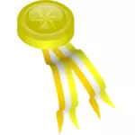 Vektor gambar medali emas dengan pita kuning