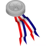 Platinum medali dengan grafis vektor pita biru, putih dan merah