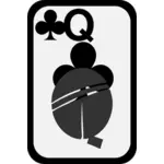 Koningin van Clubs funky speelkaart vector afbeelding