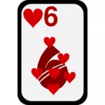 Sechs von Herzen funky Spielkarte Vektor-ClipArt