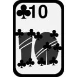 Zehn der Clubs funky Spielkarte Vektor-Bild
