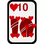 Tien van harten funky speelkaart vector illustraties