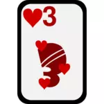 Tre av hjärtan funky spelkort vektor ClipArt