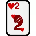 Two of Hearts funky playing card vector clip art