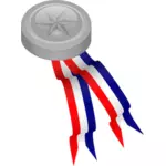 Platinové medaile s modrá, bílá a červená stuha Vektor Klipart
