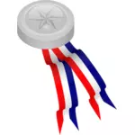 Medalha de prata com ilustração vetorial de fita azul, branco e vermelho