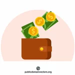 Cash and coins in the wallet