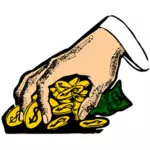 Hånd flytte penger vector illustrasjon