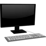 Vector image of monitor with keyboard