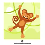 Monkey hanging from vines
