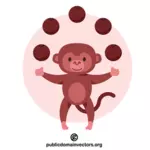 Macaco faz malabarismos com cocos