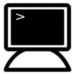 Dessin de la fenêtre de terminal monochrome sur PC icon vectoriel