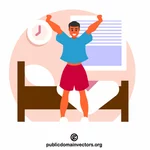 Man wakes up in the morning