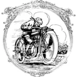Vintage motorcykel i en ram