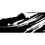 Paisagem de montanha em preto e branco