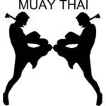 Muay Thai sport image vectorielle de duo silhouette