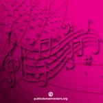 Roze achtergrond met muzikale noten