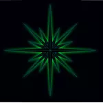 Vector illustratie van gloeiende groene ster op zwarte achtergrond
