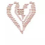 Delineato con parole immagine vettoriale a forma di cuore