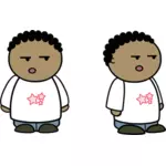 Vector clip art of black kid comic character