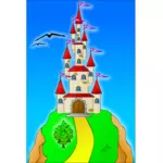 Un castillo en la cima de una colina vector de imagen