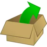 Vector illustraties van kartonnen doos met een uitgaande pijl