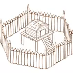 Grafis vektor peran bermain permainan peta ikon untuk sebuah benteng kayu