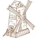 Illustrazione vettoriale di ruolo gioca sull'icona della mappa di gioco per un mulino a vento