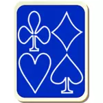 קלף משחק כחול בחזרה עם האיור וקטורית לבן