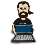 Personagem de quadrinhos com uma imagem de vetor de laptop