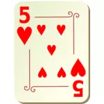 Five of hearts vector clip art