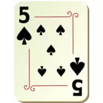 Fem av Spar spillkort vector illustrasjon