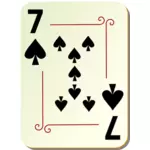 Sedm z piky hrací karta vektorové ilustrace